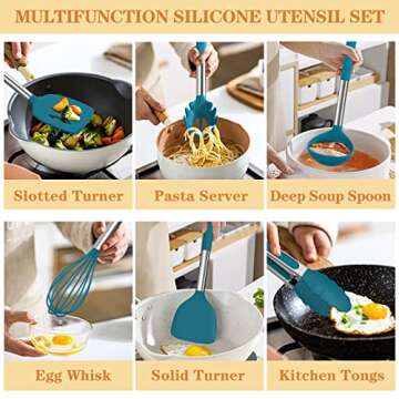 Silicone Kitchen Utensils Set, Umite Chef 43 pcs Silicone Cooking Utensils Set for Nonstick Cookware, Kitchen Tools Set-Silicone Utensil for Cooking Set Kitchen Set for Home Kitchen Accessories Set