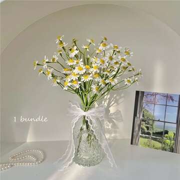 Smalldu Small White Daisy Flowers Artificial,2 Bouquet/12Pcs 10 Inch Fake Daisies,Spring Wild Flower for Party Decor (Vase Not Inclouded)