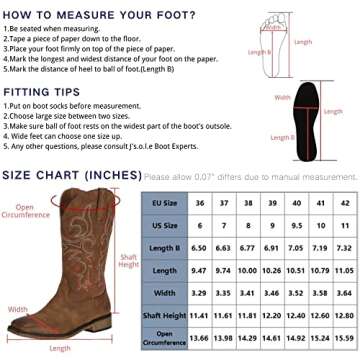 Western Cowboy Square Toe Brown Boots for Women