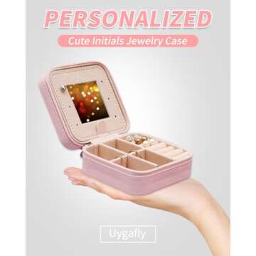 Uygafly Valentines Day Gifts for Girls 3 4 5 6 7 8 9 10 11 12 13 14 Year Old,Gifts for Teens Kids Daughter Sister Birthday Gifts for Women - Travel Jewelry Case Small Box Cute Stuff | Pink,A