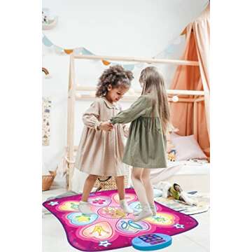 SUNLIN Dance Mat - Dance Mixer Rhythm Step Play Mat - Dance Game Toy Gift for Kids Girls Boys - Dance Pad with LED Lights, Adjustable Volume, Built-in Music, 3 Challenge Levels (3-12 Years Old)