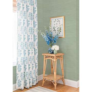 NuWallpaper x Social Social Classic Faux Grasscloth Peel and Stick Wallpaper, Sage