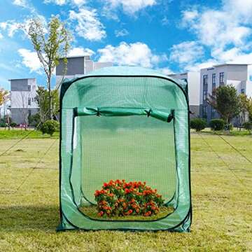 Porayhut Pop Up Greenhouse Tent,Portable X-Large Walk-in Flower House ,Indoor Outdoor Gardening Plant Sunshine Room with PE Mesh Cloth Cover for Protecting Plant from Cold Frost & Birds