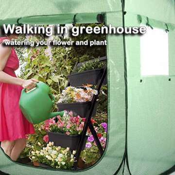 Porayhut Pop Up Greenhouse Tent,Portable X-Large Walk-in Flower House ,Indoor Outdoor Gardening Plant Sunshine Room with PE Mesh Cloth Cover for Protecting Plant from Cold Frost & Birds