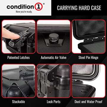 Condition 1 Premium Dual Pistol Hard Case with Foam, Yellow | 9" x 7" x 4" | Waterproof Case for Handguns and Mags | Customizable Foam | TSA Ready