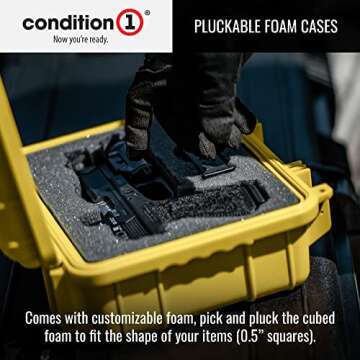 Condition 1 Premium Dual Pistol Hard Case with Foam, Yellow | 9" x 7" x 4" | Waterproof Case for Handguns and Mags | Customizable Foam | TSA Ready