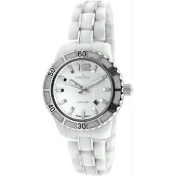 Peugeot Women's PS4891WS Swiss Ceramic Sport Watch - White Dial & Bezel