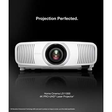 Epson Home Cinema LS11000 4K PRO-UHD Laser Projector, HDR, HDR10+, 2,500 Lumens Color & White Brightness, HDMI 2.1, Motorized Lens, Lens Shift, Focus, Zoom, 3840 x 2160, 120 Hz, Home Theater, Gaming