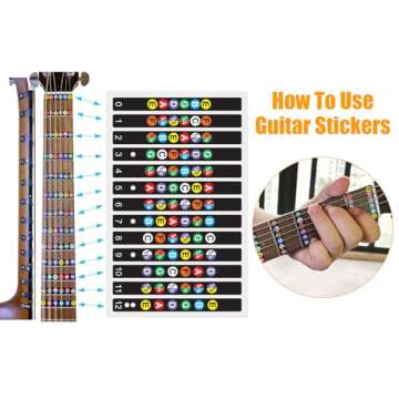 Fretboard Stickers & Chord Chart for Guitar Learners