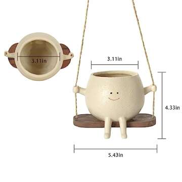 UMESONG Swing Face Planter Pot Hanging Resin Flower Head Planters for Indoor Outdoor Plants Succulent Pots for String of Pearls Plant Live Gift Ideas for Mother, Christmas