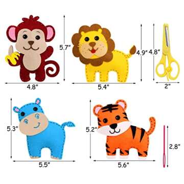 MYHJL Kid Sewing Craft Kit Felt Animals Children Birthday Gifts Educational Toys Stuffed Animals Set DIY Kits for Girls and Boys (B-Jungle Series)