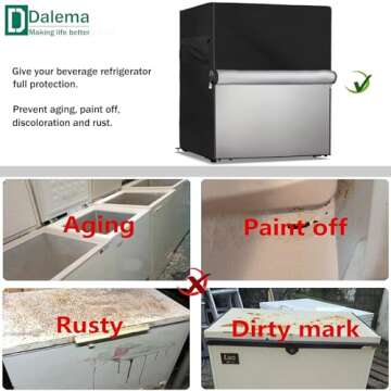 Dalema Outdoor Refrigerator Cover,600D Heavy Duty 100% Waterproof Upright Freezer Cover,Outside Stand Up Fridge Covers.Front Can Be Rolled-Up by Zippers.(Black,20" W x 20" D x 21" H)