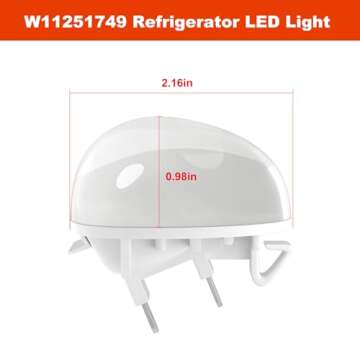 W11251749 W11602886 Freezer Light Bulb for Whirlpool Kenmore Amana Refrigerator Freezer Light Bulb Replaces W11449273 W11251749 W11520324 W11468934 AP6986570 W11549780 Fridge LED Light