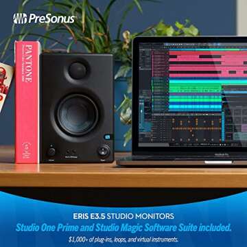 PreSonus Eris E3.5-3.5" Near Field Studio Monitors (Pair) – Powered Desktop Speakers for Music Production, Studio-Quality Recording, and Active Media Reference