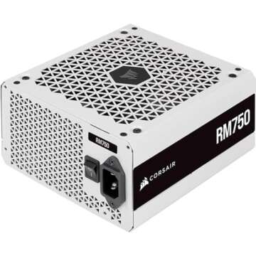 Corsair RM750 (2021), RM Series, 750 Watt 80 Plus Gold Fully Modular ATX Power Supply (Three EPS12V Ports, Quiet Operation, Zero RPM Fan Mode, Capacitors Rated at 105 °C), White (Renewed)