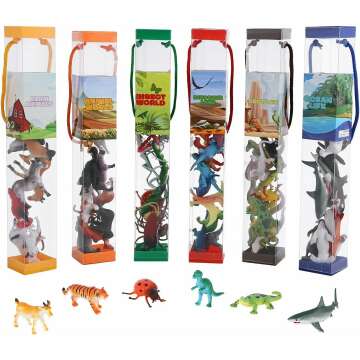 Realistic 72 PCS Animal Figures Set for Kids - Dinosaurs, Insects & More