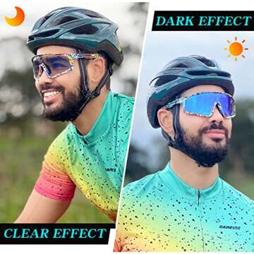 KAPVOE Photochromic Cycling Glasses for Men Women Sports Sunglasses High Definition High Contrast Lenses MTB BMX Bike Glasses