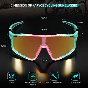 KAPVOE Photochromic Cycling Glasses for Men Women Sports Sunglasses High Definition High Contrast Lenses MTB BMX Bike Glasses