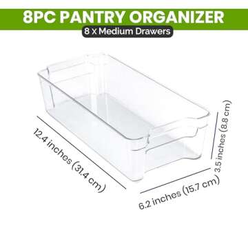 Utopia Home - Fridge Organizer Bins - Set of 8 Refrigerator Organizing Bins - Pantry Organizers and Storage - Stackable Clear Storage Bins For Home & Kitchen Pantry Organization and Storage