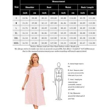 Bloggerlove Nightgowns for Women Soft Cotton House Dress Short Sleeve Old Lady Nightgown Moo Moos Lightweight Night gown for Ladies Comfortable Dusters House Coat Pink L