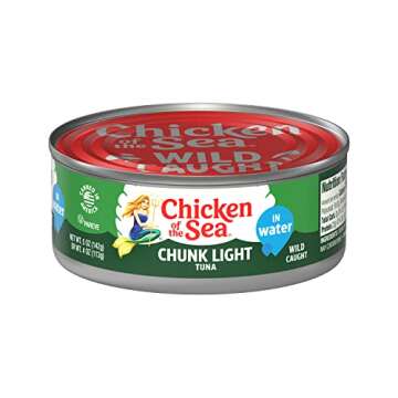 Chicken of the Sea Chunk Light Tuna in Water, 5 Ounce Cans (Pack of 10), Wild Caught Canned Tuna