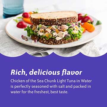 Chicken of the Sea Chunk Light Tuna in Water, 5 Ounce Cans (Pack of 10), Wild Caught Canned Tuna