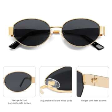 Retro Oval Sunglasses for Women - Trendy Gold/Grey Lens