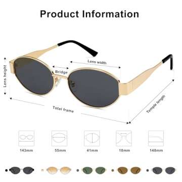 Retro Oval Sunglasses for Women - Trendy Gold/Grey Lens