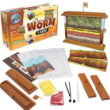 WILD! Science - WS27 Worm Farm - Ages 6+ - In Home Learning Science Kit - Easy Assembly - Worm Farm, Colored Sand, Accessories and Education & Instruction Booklet