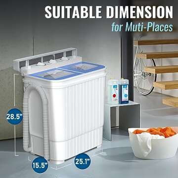 Superday 21.6 LBS Portable Washing Machine, 2 In 1 Mini Compact Twin Tub Washer and Spin Dryer with Built-in Gravity Drain Time Control, 9 Lbs Spinner Load Capacity for Home/Apartment/Dorms/RV(Blue)