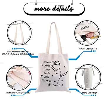 CMNIM Music Gifts for Women Album Tote Bag Singer Fan Gift for Smart Girls Read Book And Listen TSwift Symbol Merchandise (TSwift Album Tote Bag)