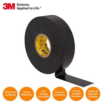 Scotch Super33 7100002398 Super 33+ Vinyl Electrical Tape, 66 ft, Black, 3/4" X 66'