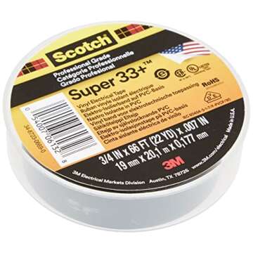 Scotch Super33 7100002398 Super 33+ Vinyl Electrical Tape, 66 ft, Black, 3/4" X 66'