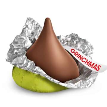 HERSHEY'S KISSES Grinch Milk Chocolate, Christmas Candy Bulk Bag, 37.28 oz