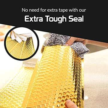 SPACE SEAL® Metallic Bubble Mailer 6x11 IN - 50 Pcs (Usable Size 6x10 IN) - Gold Bubble Mailers, Padded Shipping Envelopes, Bubble Poly mailers for Shipping, Mailing, Packaging for Business