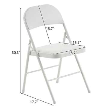 Karl home 6 Pack White Folding Chairs with Padded Seats for Outdoor & Indoor, Portable Stackable Commercial Seat with Steel Frame for Events Office Wedding Party, 330lbs Capacity