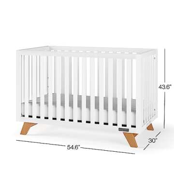 Child Craft SOHO 4-in-1 Convertible Crib, Baby Crib Converts to Day Bed, Toddler Bed and Full Size Bed, 3 Adjustable Mattress Positions, Non-Toxic, Baby Safe Finish (White/Natural)