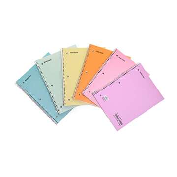 Mintra Office Spiral Notebooks Spiral Notebooks - 1 Subject, Pastel, College Ruled, 6 Pack, For School, Office, Business, Professional,70 Sheets