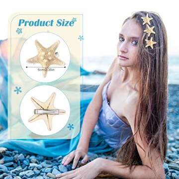 Yilloog 18 Pcs Starfish Hair Clips Mermaid Hair Accessories Seashell Hair Clips Resin Hair Clips Starfish Beach Hair Pins for Women Ladies Halloween Wedding Bridal Gifts