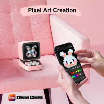 Divoom Ditoo Pink Pixel Art Bluetooth Speaker