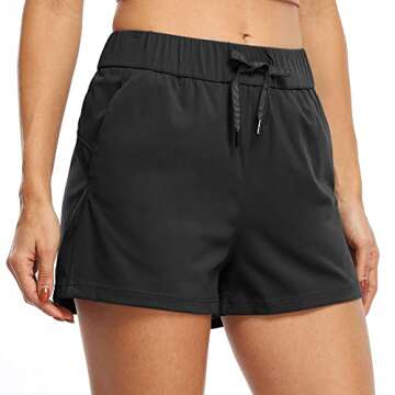 Willit Women's Shorts Hiking Athletic Shorts Yoga Lounge Active Workout Running Shorts Comfy Casual with Pockets Black S