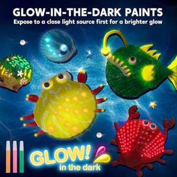 Klever Kits 12 Kids Sea Shell Painting Kit-Glow in The Dark-Arts & Crafts for Boys and Girls Ages 6-12, Art Supplies, Kids Craft Paint Kits, Creative Art Toys for Birthday Party Gift