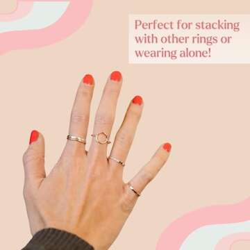 Dainty14k Gold Filled Rings For Women & Girls Thin Stacking Ring | Non-Tarnish Simple & Minimalist Gold Ring | Gold Band | Trendy Gifts for Mom, Sister, Friend (5)