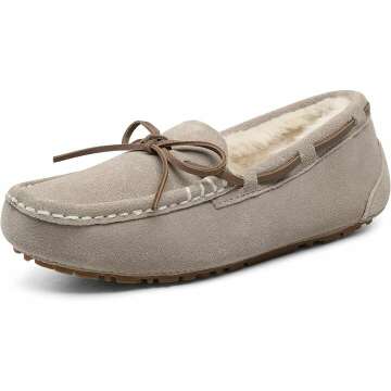 DREAM PAIRS Women's Cozy Suede Leather Slippers