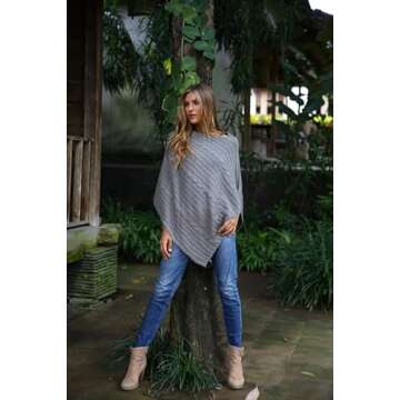 Back From Bali Olive Cable Knit Poncho for Women