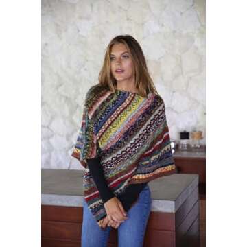 Back From Bali Olive Cable Knit Poncho for Women