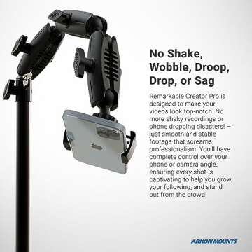 ARKON Mounts Phone Holder Full Kit - Adjustable Overhead Arm Cell Phone Table Top Stand and Tablet Mount with Ring Light - Professional Holders for Horizontal or Vertical Filming