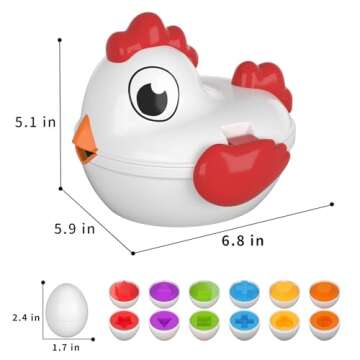 TEMI Toddler Chicken Easter Eggs Toys - Color Matched Game Shape Sorter with 6 Toy Eggs for Kids, Fine Motor Skills Sensory Toys, Educational Gifts for 3 4 5 6 Girls Boys Baby