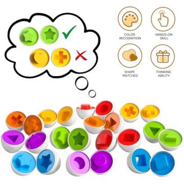 TEMI Toddler Chicken Easter Eggs Toys - Color Matched Game Shape Sorter with 6 Toy Eggs for Kids, Fine Motor Skills Sensory Toys, Educational Gifts for 3 4 5 6 Girls Boys Baby