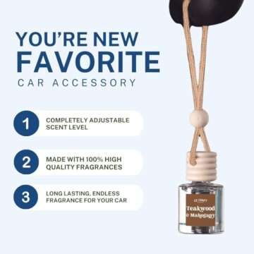 CE Craft Apple & Mahogany + Teawkood & Mahogany Car Air Hanging Fragrance Oil Diffuser, Car Air Freshener Diffuser for Essential Oils, Scents Fragrance Aromatherapy Automobile Diffuser 2 Pack